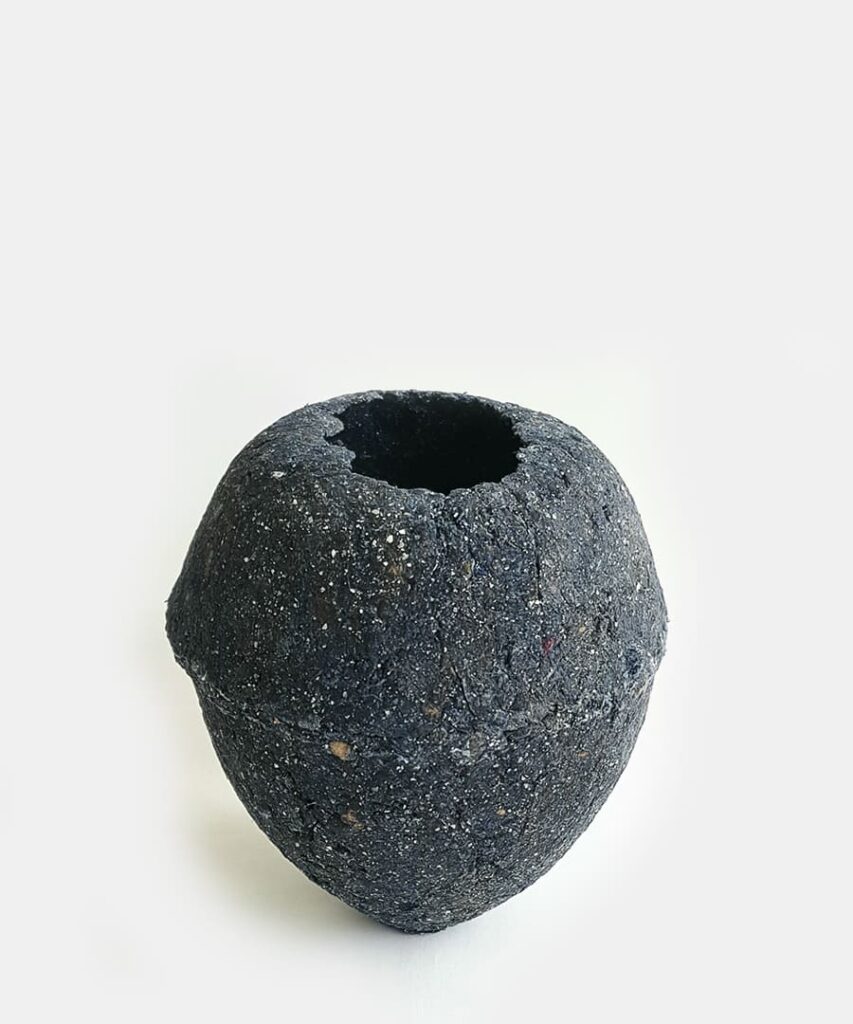 jarron artesania biomateria ovalado azul